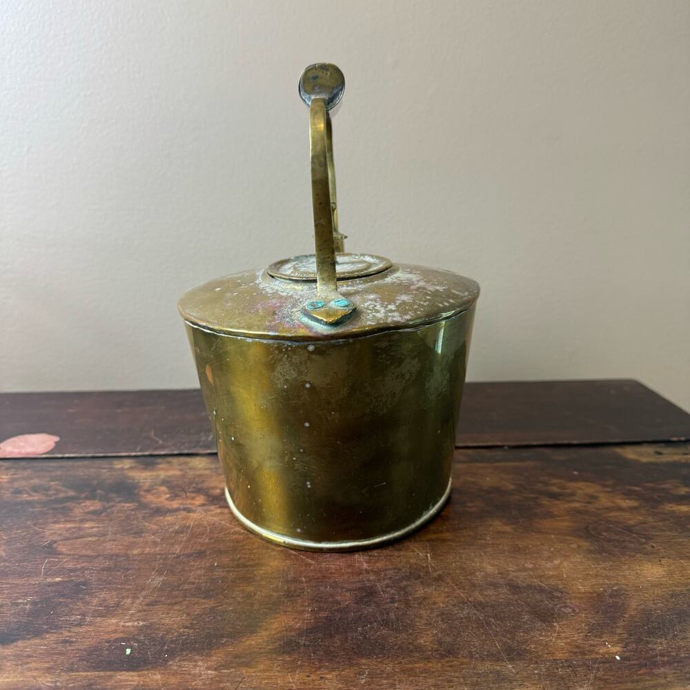 European Farmhouse Antique Brass‎ Teapot Tea Kettle with lid - Picture 7 of 9